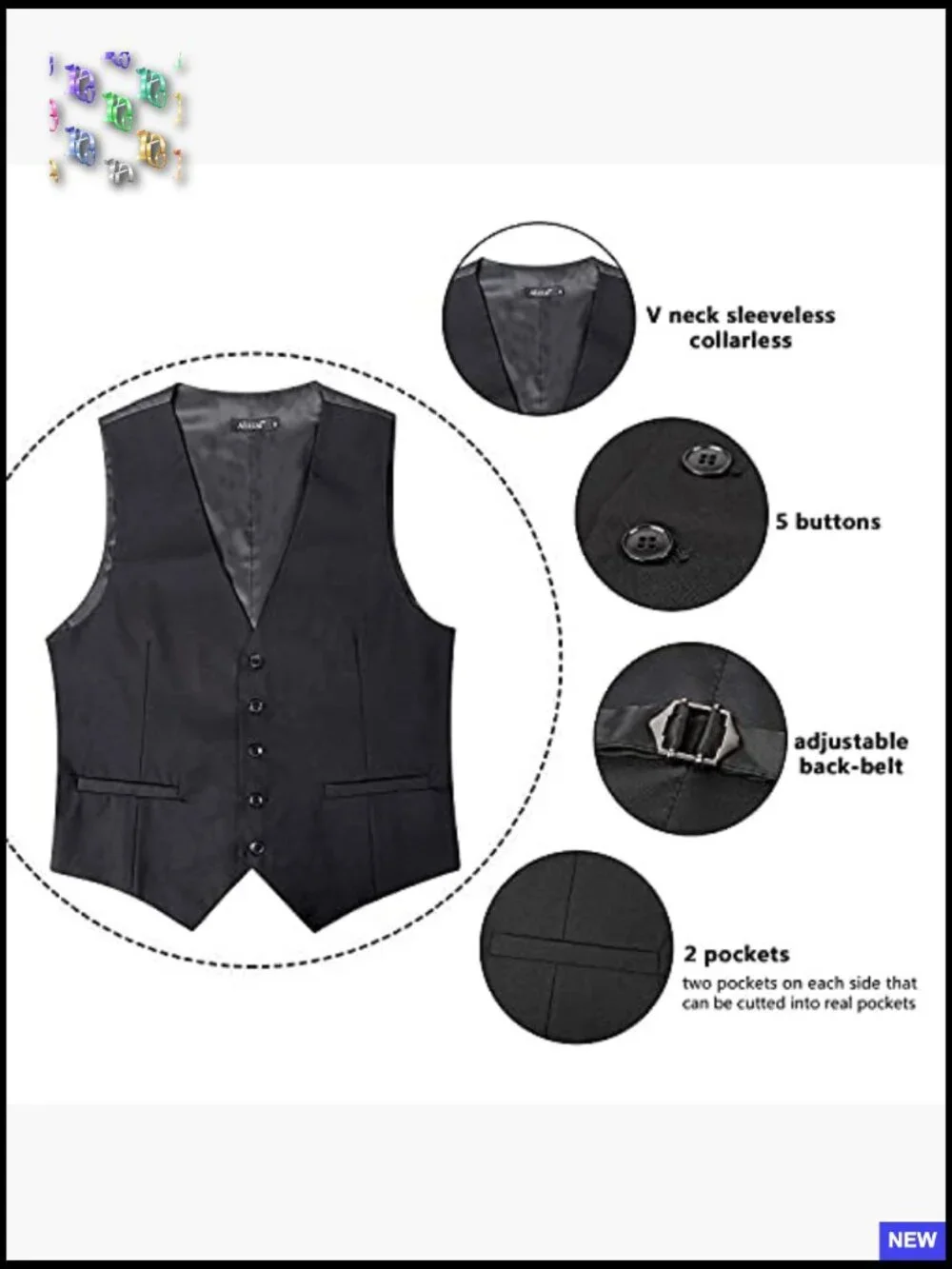 Classic Solid Color Business Suit Vest Regular Fit Tuxedo Waistcoat Wedding